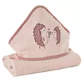 Ręcznik kąpielowy dziecięcy 100x100 cm bawełniany kolor różowy 350g/m2 z kapturem BABY 68