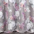 Zasłona srebrno, różowa w kwiaty z etaminy 140x250 cm przelotka - SHERRY