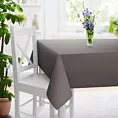 Obrus szyty szary z gładkiej tkaniny zaciemniającej typu dimout wykończona obciążnikiem
