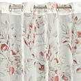 Zasłona biało, różowa z nadrukiem kwiatów z etaminy 140x250 cm przelotka AVA