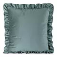 Poszewka na poduszkę 60x60 cm z aksamitnego welwetu niebieska zdobiona na brzegach falbanami BRENDA Eurofirany Premium