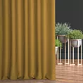 Zasłona szyta na taśmie 5 cm musztardowa z gładkiej zaciemniającej tkaniny typu dimout