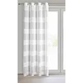 Firana biała zdobiona szenilowymi pasami 140x250 cm przelotka AGATA