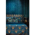 Pościel 160x200 cm z makosatyny bawełnianej kolor ciemnoturkusowy, złoty z motywem kwiatowym LOTOS 1 Limited Collection