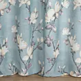 Dekoracja okienna błękitno, kremowa z etaminy w stylu eko z motywem kwiatów 140x250 cm przelotka - LUNA