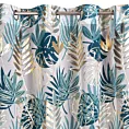 Zasłona z motywem egzotycznych liści podkreślona złocistym nadrukiem 140x250 cm przelotka - KERI