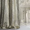 Zasłona szyta na taśmie 5 cm RICCA złoto popielata nowoczesna z wypukłym wzorem ornamentowym i połyskiem