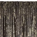Zasłona welwetowa grafitowa zdobiona nadrukiem liści 140x270 cm taśma - FELIS