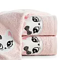 Ręcznik kąpielowy dziecięcy 50x90 cm bawełniany kolor różowy z aplikacją uroczego kotka 450 g/m2 BABY 72