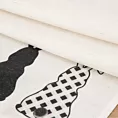 Bieżnik na stół biało, czarny 85x85 cm welwetowy WIOSNA zdobiony nadrukiem siedzących zajączków