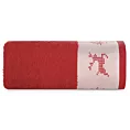 Ręcznik kąpielowy świąteczny 70x140 cm bawełniany kolor czerwony z żakardową bordiurą w stylu skandynawskim 480 g/m2 NOEL
