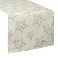 Bieżnik świąteczny na stół 40x180 cm kremowo, złoty bawełnainy zdobiony subtelnym wzorem gwiazdek WINTER