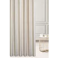 Zasłona szyta na taśmie 5 cm kremowa z tkaniny welwetowej w pionowe prążki, wykończona obciążnikiem