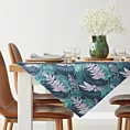 Bieżnik na stół granatowo, turkusowy 85x85 cm wodoodporny GARDEN na taras oraz balkon z motywem botanicznym