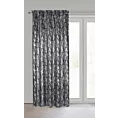 Zasłona czarno, srebrzysta zdobiona błyszczącym wzorem z tkaniny zaciemniającej 140x270 cm taśma - ELISE