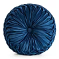 Poduszka okrągła dekoracyjna średnica 40 cm granatowa tylowo umarszczona VELVET