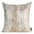 Poszewka na poduszkę 45x45 cm welwetowa kolor kremowy zdobiona przecieranym metalicznym nadrukiem SOFI