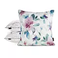 Poszewka na poduszkę 45x45 cm welwetowa, biało turkusowa z nadrukiem pastelowych kwiatów VELVET 154 Eurofirany Premium