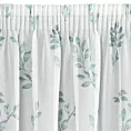 Dekoracja okienna biało, zielona z lekkiej etaminy z nadrukiem gałązek 140x270 cm taśma CLARISSA Design 91