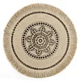 Podkładka na stół naturalna z juty średnica 38 cm ELISA z frędzlami na brzegach w stylu boho