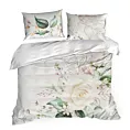 Ekskluzywna pościel 220x200 cm bawełniana kolor biały, zielony z kwiatowym wzorem Reina Line