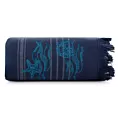 Ręcznik plażowy 90x170 cm kolor granatowy z nadrukiem morskim 350 g/m2 MARCO