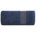 Ręcznik kąpielowy 50x90 cm bawełniany kolor granatowy zdobiony paseczkami przeszywanymi błyszczącą nicią 500 g/m2 LILA