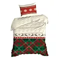 Pościel świąteczna 140x200 cm bawełna ranforce  kolor czerwony, zielony zdobiony nadrukiem kraty AUSTIN