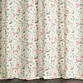 Zasłona szyta na tunelu beżowo różowa z tkaniny o naturalnym splocie z nadrukowanym kwiatowym wzorem