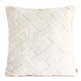 Poszewka na poduszkę 45x45 cm kremowa z miękkiego pluszu zdobiona wypukłym wzorem CARO DESIGN 91