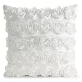 Poszewka na poduszkę 45 x 45 cm z welwetu kolor kremowy zdobiona 3D aplikacją róż ROSES Eva Minge