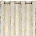 Zasłona kremowo, szampańska z nadrukiem liści, welwetowa 135x250 przelotka ARIA