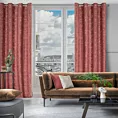 Zasłona ciemnoróżowa z welwetu wytłaczanego w liście 140x250 cm przelotka - OCTAVIA
