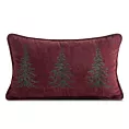 Poszewka na poduszkę świąteczna 30x50 cm welwetowa bordowo, zielona z szenilu zdobiona haftem choinek
