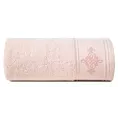 Ręcznik kąpielowy 70x140 cm bawełniany kolor różowy z bordiurą zdobioną ornamentowym haftem 600 g/m2 KLAS2