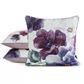 Poszewka na poduszkę 45x45 cm welwetowa, fioletowo kremowa, dwustronna z motywem kwiatów VELVET 124 Eurofirany Premium