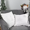 Poszewka na poduszkę 45x45 cm biało srebrna zdobiona błyszczącym wzorem