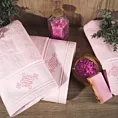 Ręcznik kąpielowy 70x140 cm bawełniany kolor różowy z bordiurą zdobioną ornamentowym haftem 600 g/m2 KLAS2