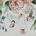 Zasłona biało, ciemnoróżowa ze wzorem letnich kwiatów 140x250 cm przelotka - RISA