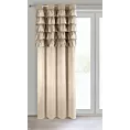 Zasłona ciemnobeżowa zdobiona falbanami z welwetu 140x250 cm przelotka AURA