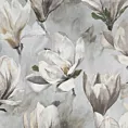 Zasłona popielato, kremowa z motywem kwitnących magnolii, zaciemniająca 140x250 cm przelotka - LARI