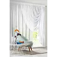 Firana biała na okno balkonowe z asymetrycznym podpięciem 360x250 cm taśma ANABEL