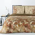 Pościel 160x200 cm z satyny bawełnianej kolor beżowy, rudy w ozdobnym opakowaniu z wzorem kwiatowym MARIKA