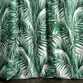 Zasłona szyta na taśmie 5 cm PALMAS zielona z tkaniny o naturalnym splocie w botaniczny wzór