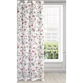 Dekoracja okienna biało, ceglasta z kwiatowym nadrukiem z lekkiej półtransparetnej etaminy 140x250 cm przelotka - JENNY