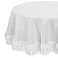 Obrus okrągły biały średnica 150 cm TINA zdobiony puszystymi frędzlami EUROFIRANY PREMIUM