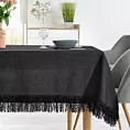 Obrus czarny 140x260 cm TINA zdobiony puszystymi frędzlami EUROFIRANY PREMIUM
