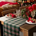 Bieżnik świąteczny na stół 40x140 cm czerwono, zielony bawełniany zdobiony szkocką kratą AURORA