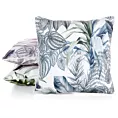Poszewka na poduszkę 45x45 cm welwetowa, biało zielona zdobiona nadrukiem egzotycznych liści DAVOS DESIGN 91