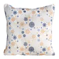 Poszewka na poduszkę 60x60 cm welwetowa, granatowo biała zdobiona nadrukiem ze śnieżynkami CAROL